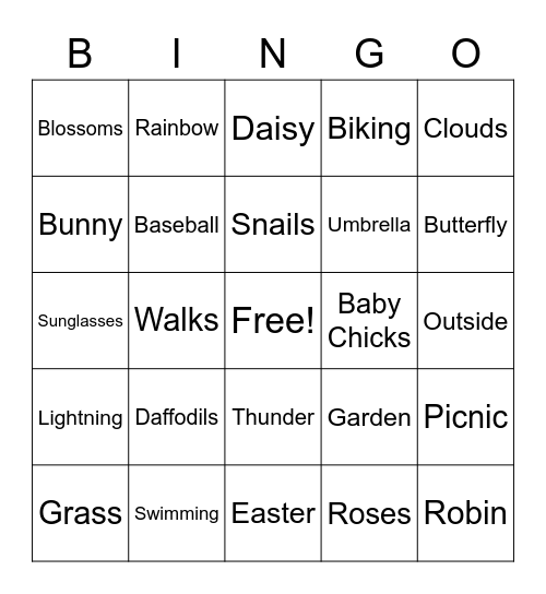 Spring Bingo Card