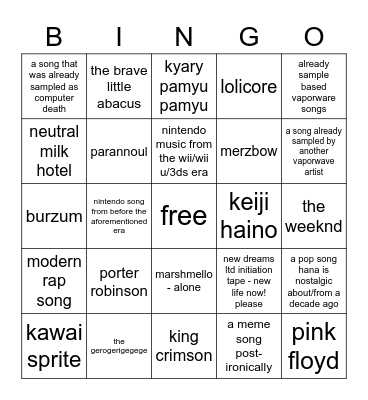 hanahata next album sample bingo Card