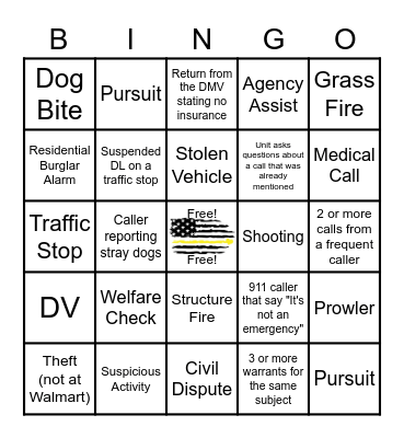 Telecommunicator's Week 2022 Bingo Card