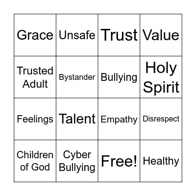 Circle of Grace Bingo Card