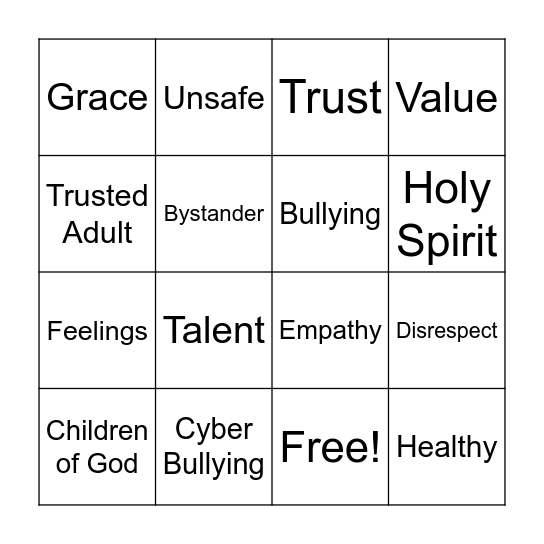 Circle of Grace Bingo Card