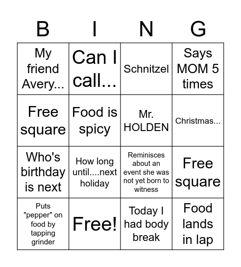 Untitled Bingo Card
