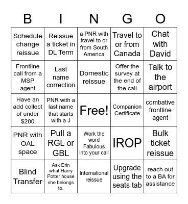 GTS Week 2 Bingo Card