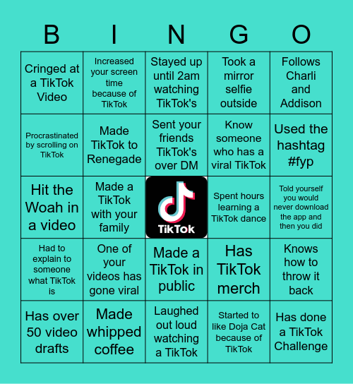 TikTok Bingo Card