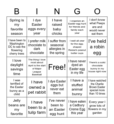 Spring Bingo Card