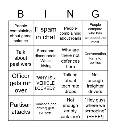 SCROOP MAFIA! Bingo Card