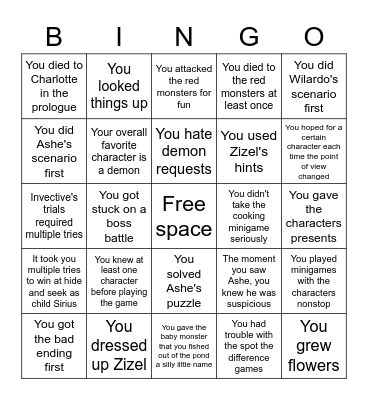 Witch's Heart Bingo Card