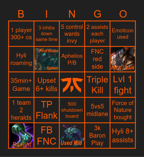 FNC vs G2 semifinals22 2 Bingo Card