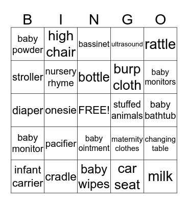 Baby Bingo! Bingo Card