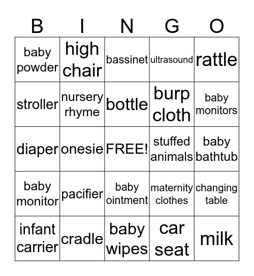 Baby Bingo! Bingo Card