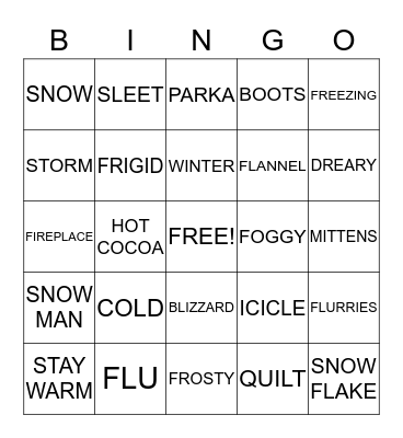 IT'S COLD OUTSIDE Bingo Card