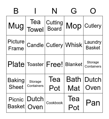 Danielle's Bridal Shower Bingo Card