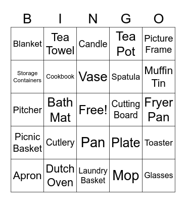 Danielle's Bridal Shower Bingo Card