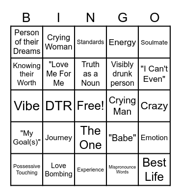 LOVE IS BLIND Bingo Card