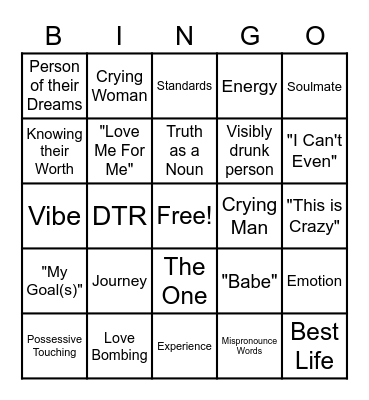 LOVE IS BLIND Bingo Card