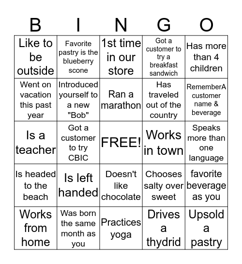 Customer Connection  Bingo Card