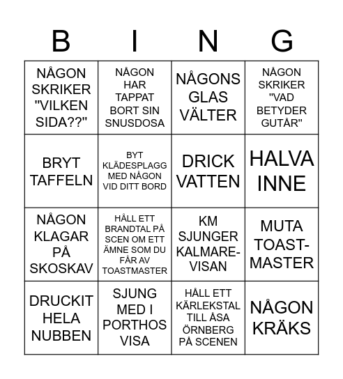 BINGO FÖRVALTNINGSSITTNINGEN Bingo Card
