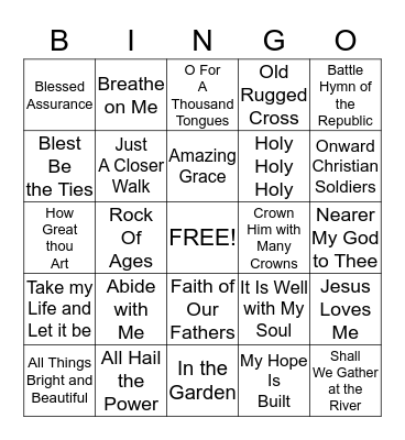 Hymnal Bingo Card