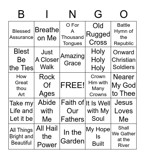 Hymnal Bingo Card