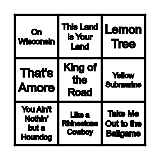 Music Bingo Card
