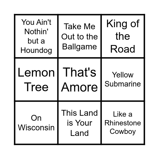 Music Bingo Card