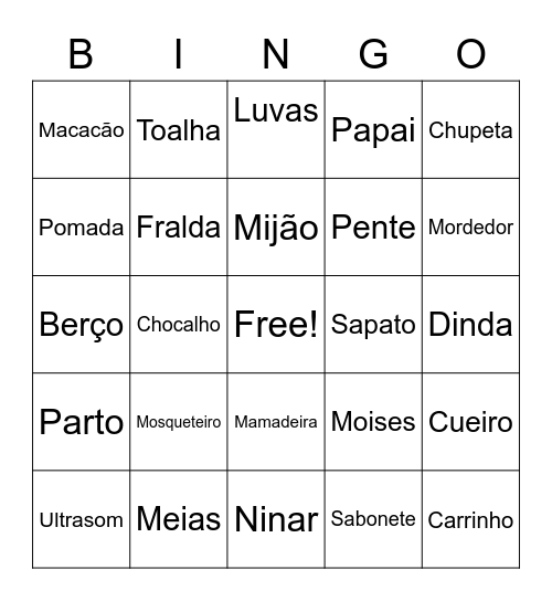 Chá de fraldas do Miguel Bingo Card