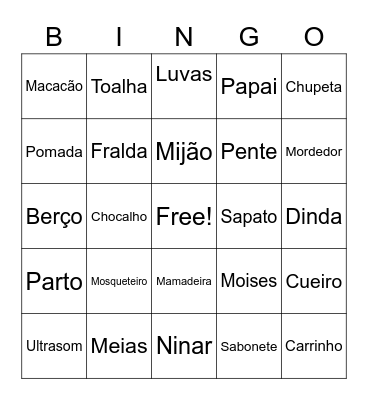 Chá de fraldas do Miguel Bingo Card