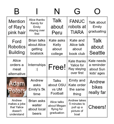 Crossover Episode Bingo Card