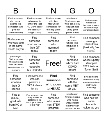 KCxKCF BINGO Card