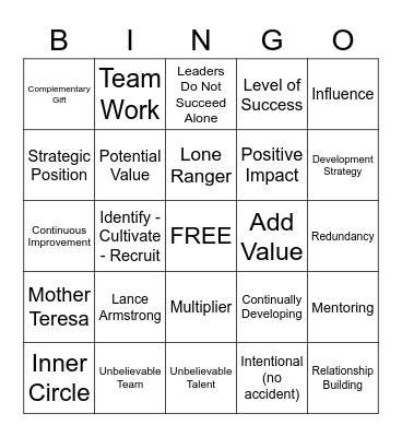 Law of the Inner Circle Bingo Card