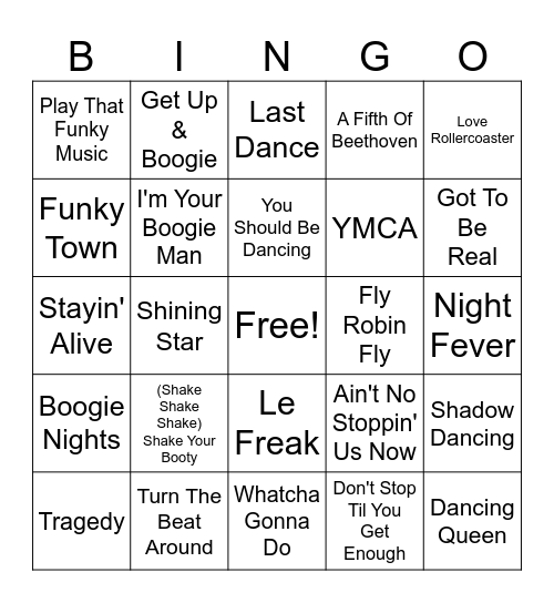 Disco Nights Bingo Card