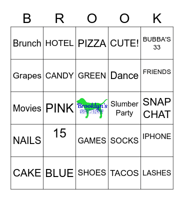 Brooklyn's Secret Bingo Card