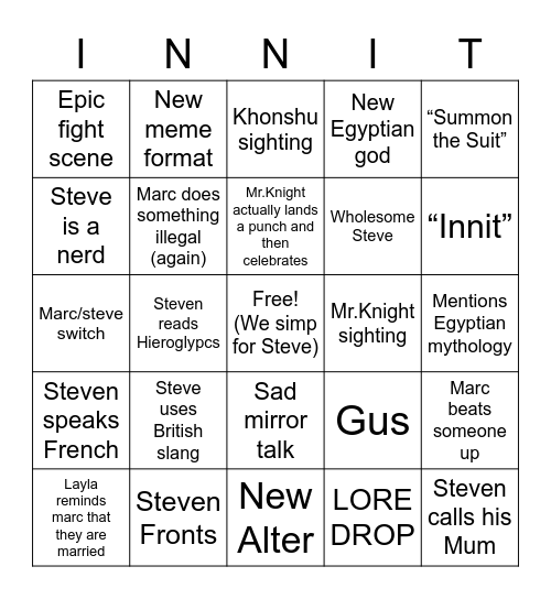 Soup Bingo Card