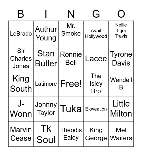 souther soul Bingo Card