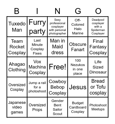 Sakura Con Bingo Card