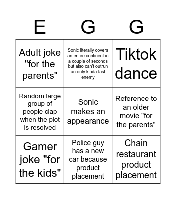 Sonk Bingo Card