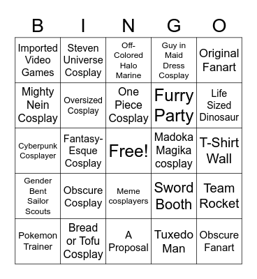Sakura Con Bingo Card