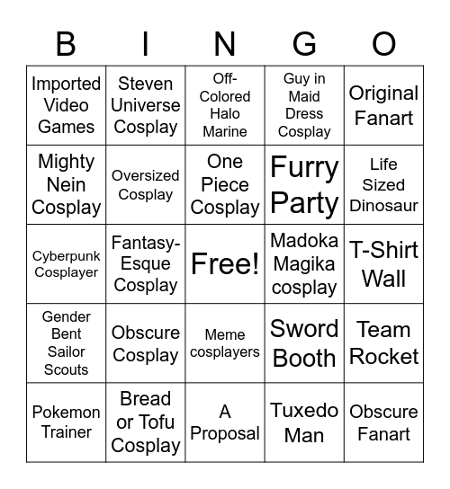 Sakura Con Bingo Card