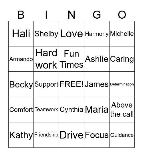 GHS BINGO!!!  Bingo Card