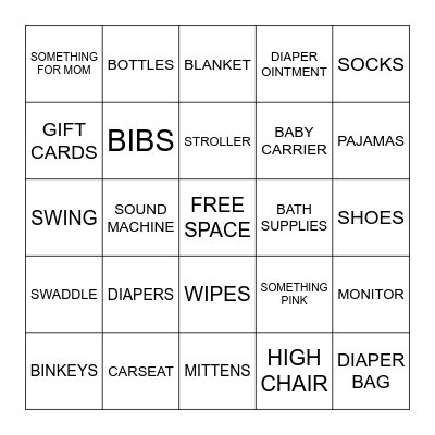 BABY SHOWER BINGO Card
