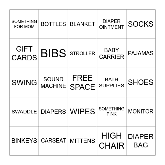 BABY SHOWER BINGO Card