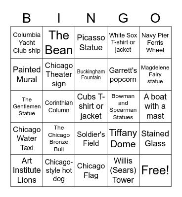 Chicago Fun with Kids Bingo Card