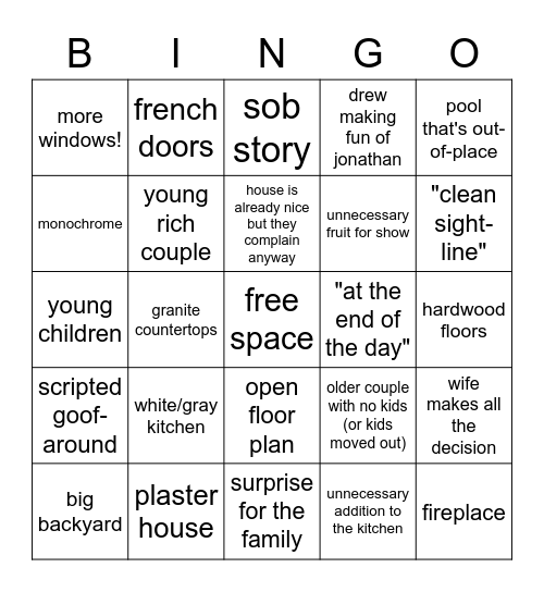 property brothers forever home Bingo Card