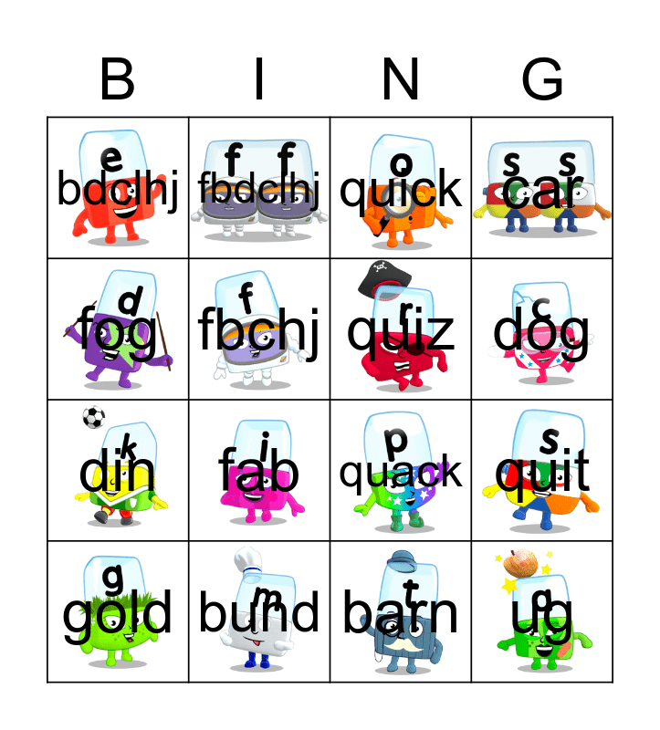 Alphablocks P Bingo Card