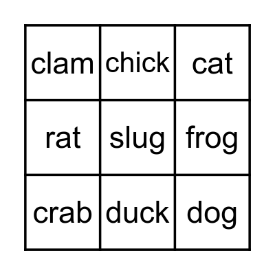 Sabrina Animal Bingo Card