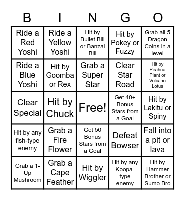 Gaming Bingo - #8 - Super Mario All-Stars + Super Mario World Bingo Card