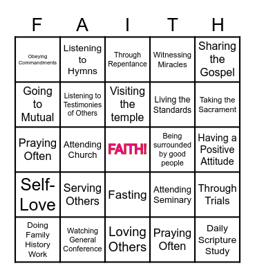 Strengthening Faith Bingo Card