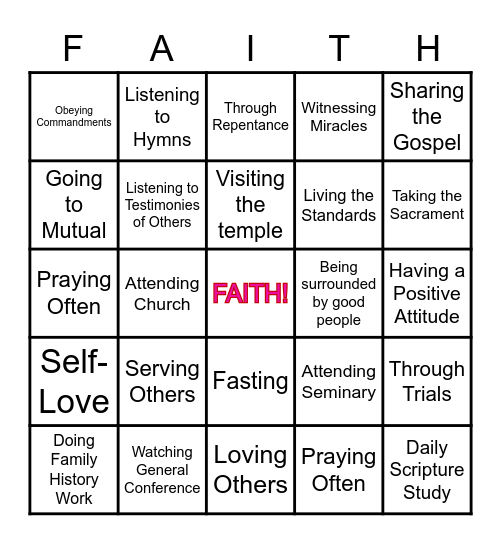 Strengthening Faith Bingo Card