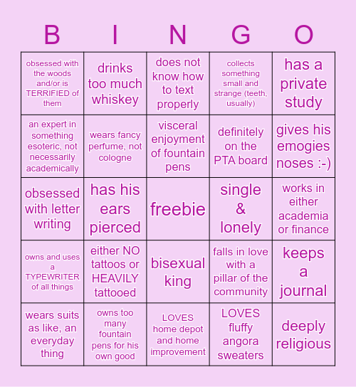 are you one of sophia's fictional dads Bingo Card
