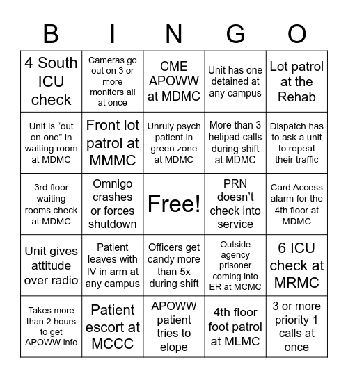 DISPATCHER BINGO Card